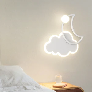 Children's Room Wall Lamps Modern Simple Creative Cartoon Cloud Led Light Moon Bedroom Bedside Lamp Boys Girls Loft Bed Lamp
