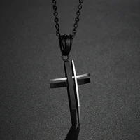 black cross 2022 new hot sale fashion jewelry charm chain womensmens stainless steel necklaces for boys and girls lover