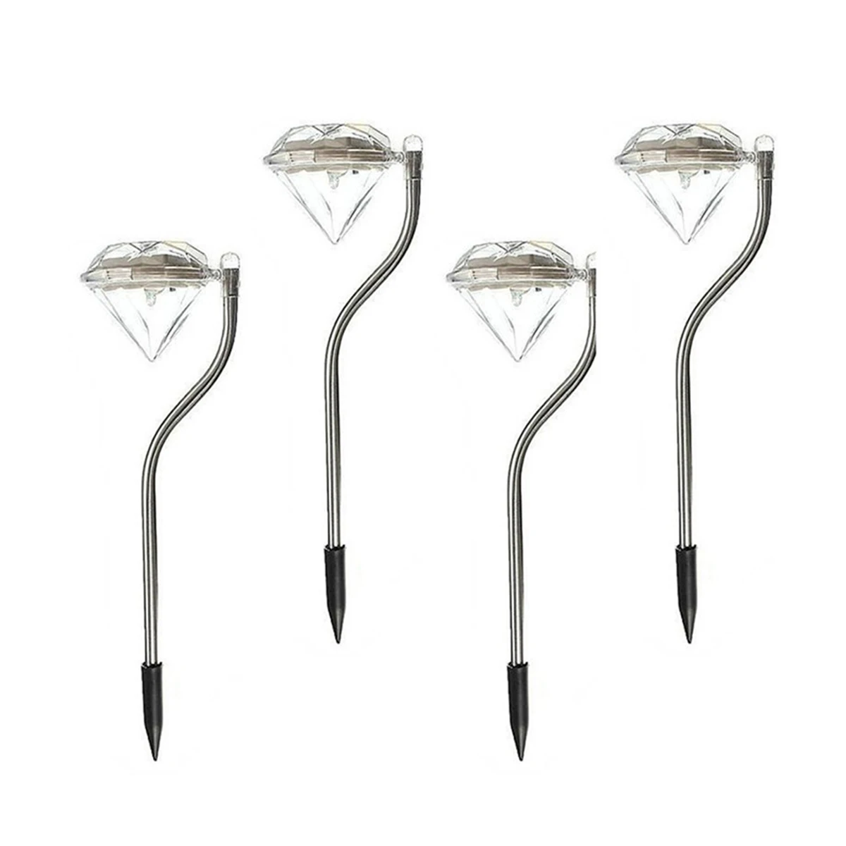 

4pcs Diamond Shape Solar Powered Stake Light Outdoor Garden Pathway Stainless Steel Light Solar Solar Solar Solar Solar