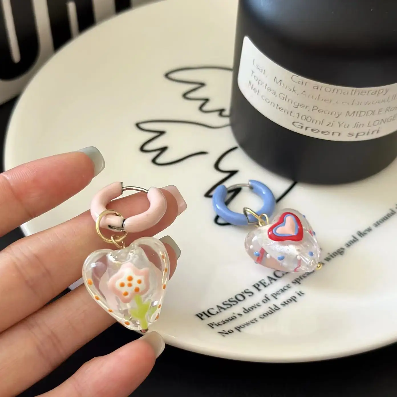 Серьги-капельки imixlot сердечки со стеклом