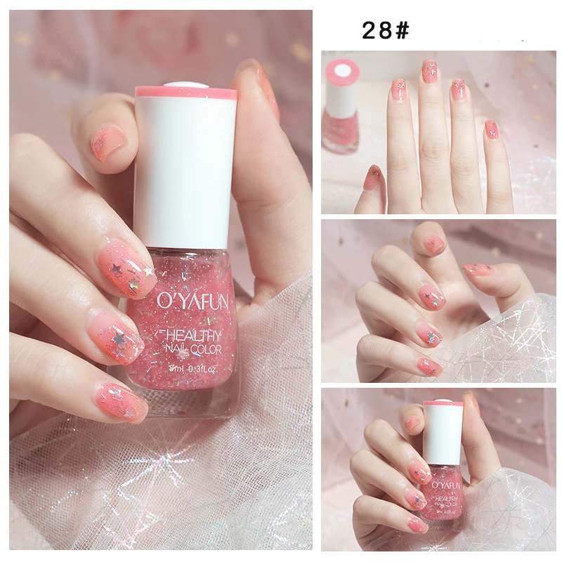 

Nail Art Tearable Quick Dry Normal Without Lamp Nail Polish Waterproof No-bake Fast Drying Glitter Sequins Varnish Nail Polish