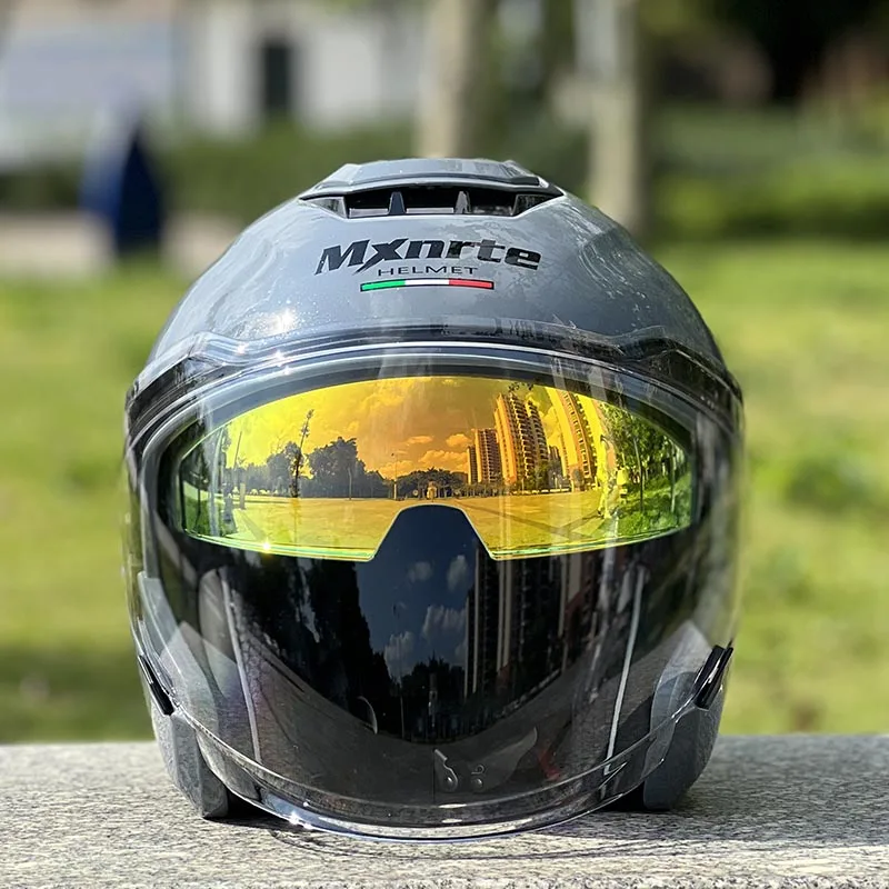 Original Mxnrte Brand Cement Grey Helmet Men and Women Double Lens Half Motorcycle Off-Road Winter Casco Casque