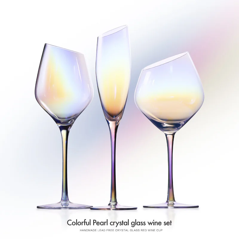 

color Electroplating lead-free crystal glass red wine glass champagne glass, one-piece wine glass goblet home red wine glass set