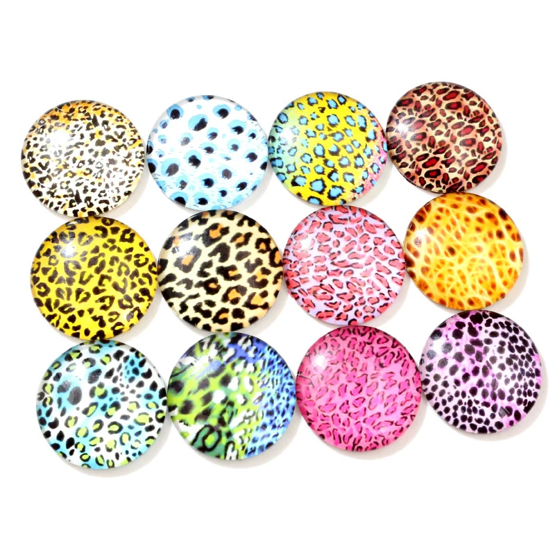 

10pcs 20mm New Fashion Retro Leopard Mixed Handmade Photo Glass Cabochons Pattern Domed Jewelry Accessories Supplies