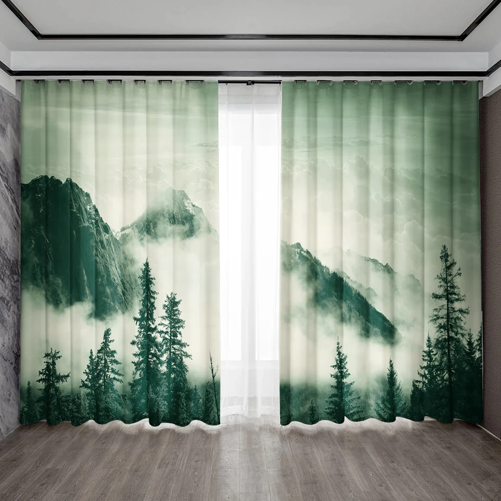 Шторы для украшения дома шторы Qingluan Mountain Peak с сумкой-шторкой кухни кофейни