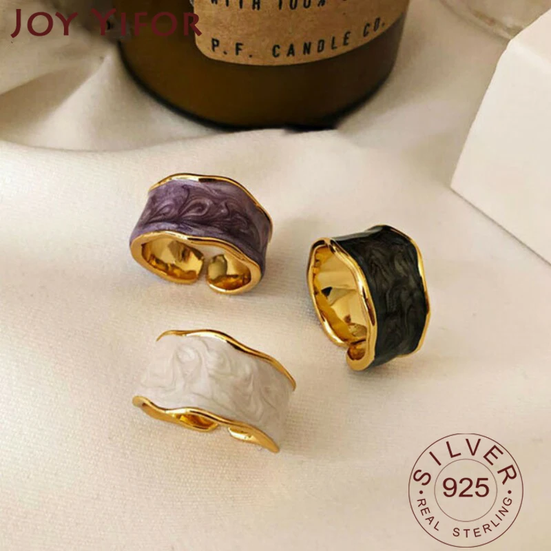 

925 Sterling Silver Rings French Vintage Inlaid Gold Plated Fine Jewelry for Women Elegant Party Accessories Gifts