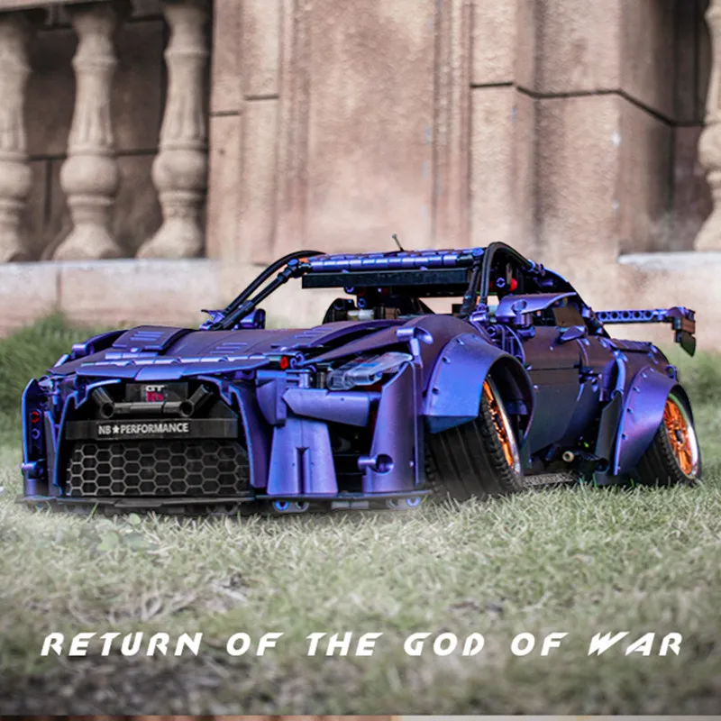 В наличии Ниссан GTR спортивный автомобиль с LED-подсветкой и технологией управления через приложение MOC 25326 аксессуары строительных блоков Креативные кирпичные игрушки.