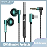 yovonine type c 3 5 mm wired headset dual microphone headset universal in ear singing recording game monitoring hifi earphone
