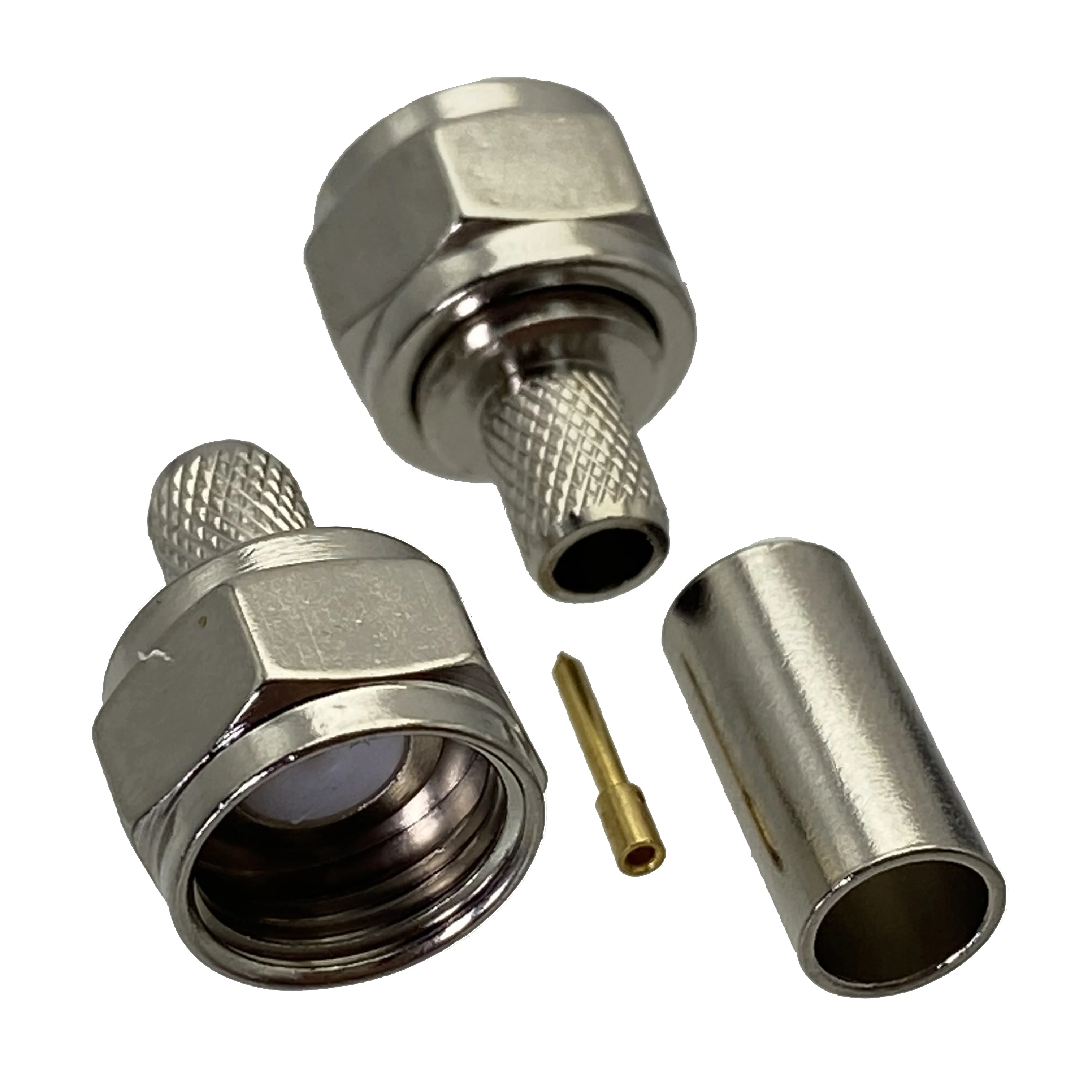 F TV male plug straight crimp RG58 LMR195 RG142 RG400 Cable RF Coaxial connector Wire Terminals 50ohm