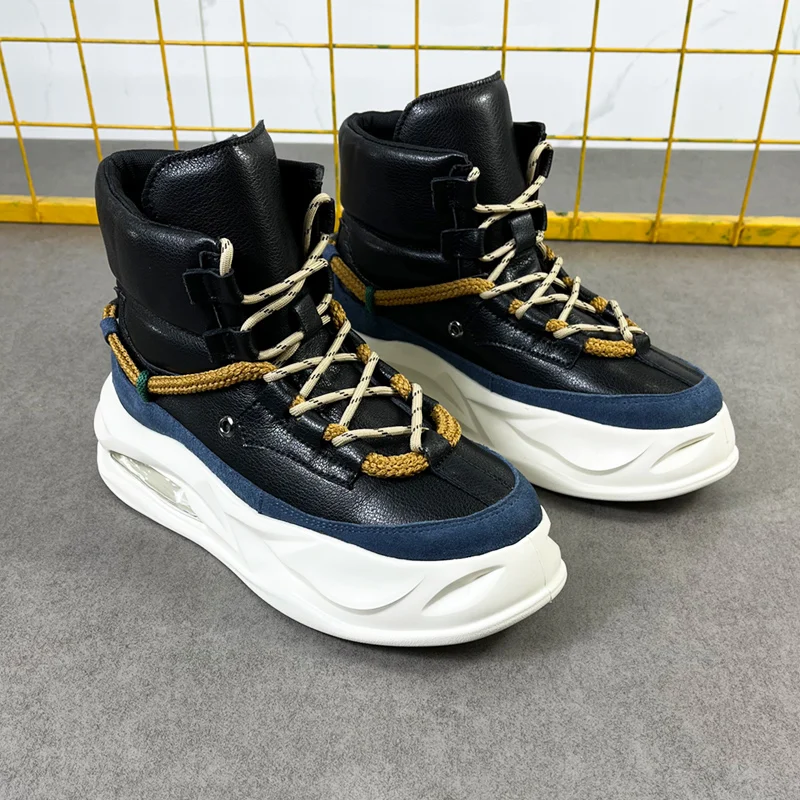 Молодежные модные высокие туфли мужские уличные ботинки в стиле панк мужская