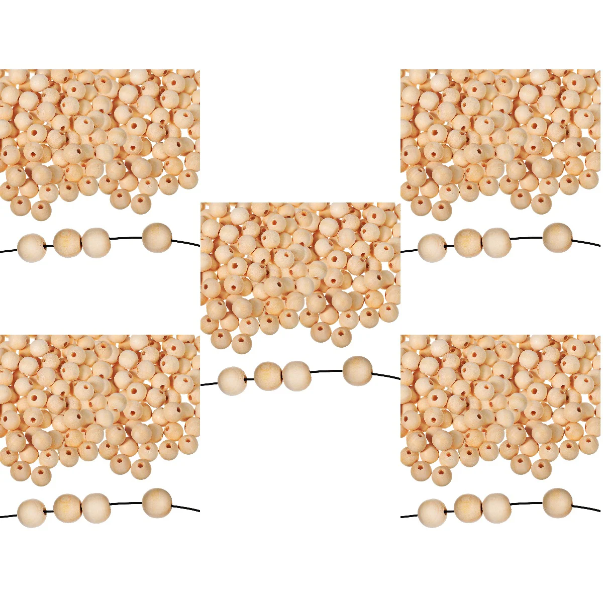 

500 Pcs Wooden Beads Craft Natural Round Head Large Crafts Jewelry Making Decor Bulk