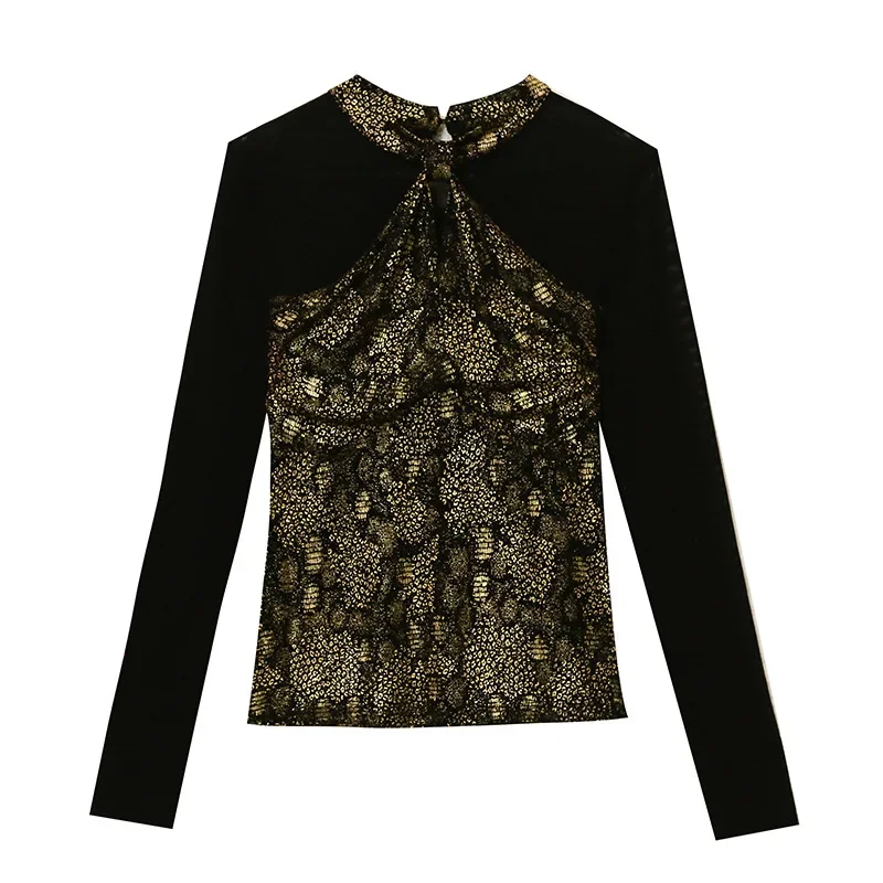 Новая весенне-осенняя женская футболка с половиной поло/черепаховым воротником