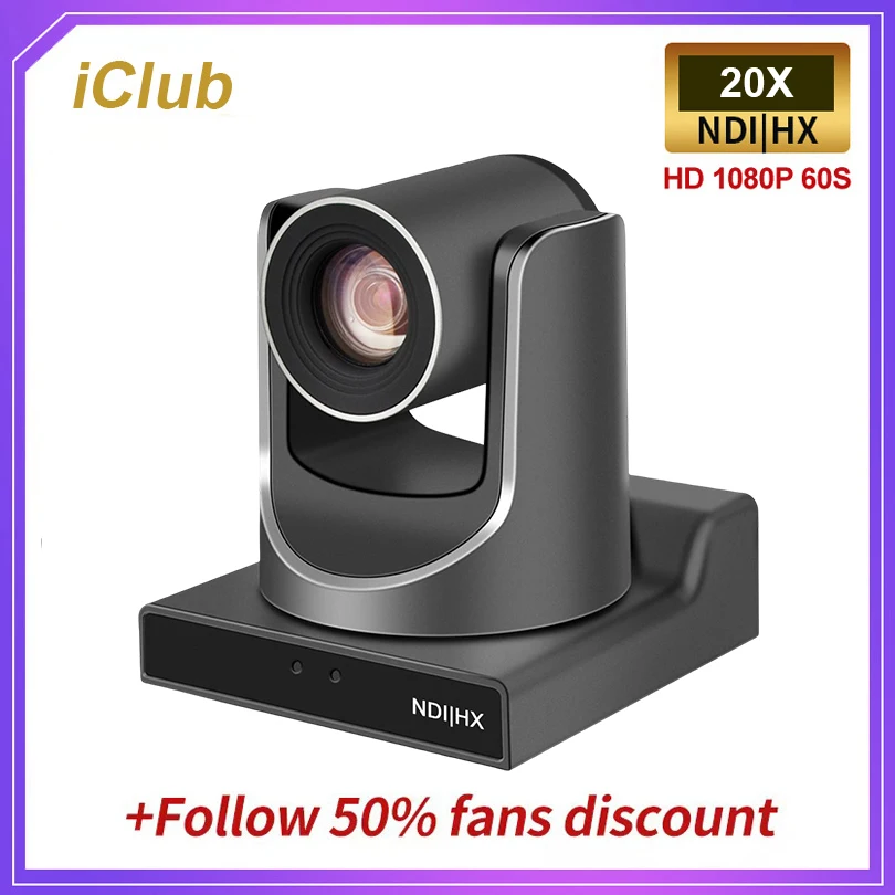 

iclub Hot NDI POE 20X Optical Zoom PTZ Conference Camera HD1080P 60s with SDI HDMI LAN USB Studio Broadcast Live Streaming