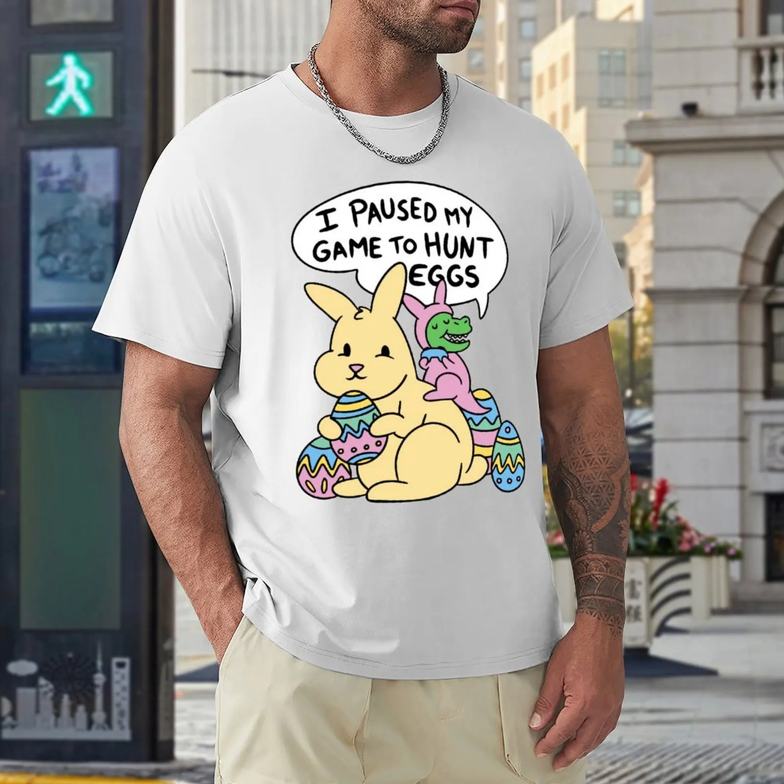 Футболка I Paused My Game To Hunt Egg T-rex Harajuku уникальные смешные футболки для занятий