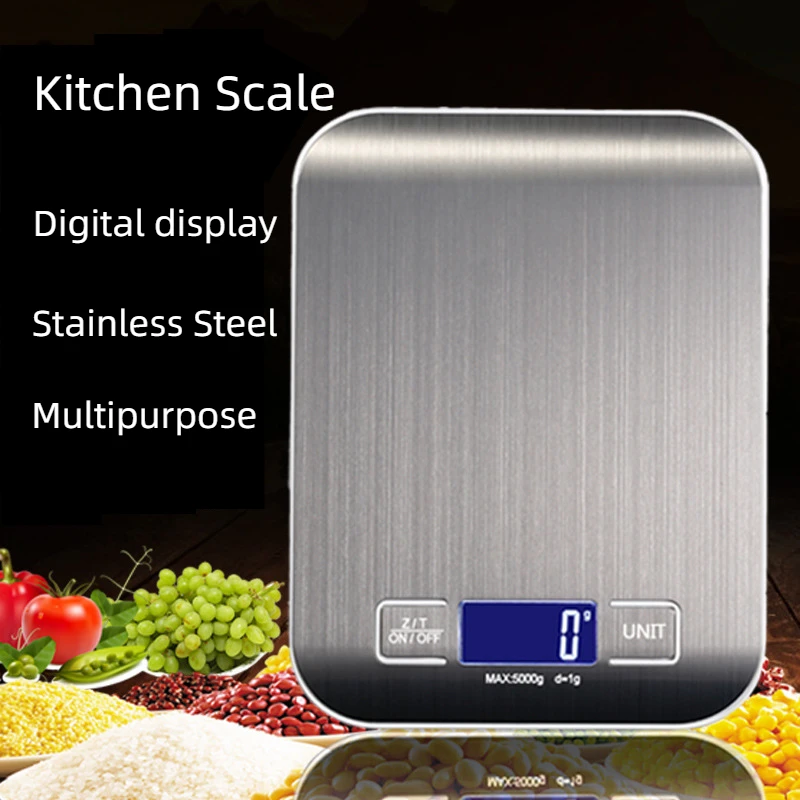 

5kg/10kg Kitchen Scale Digital Display Food Scale Stainless Steel Electronic Balance Measuring Grams Scales for Cooking Baking
