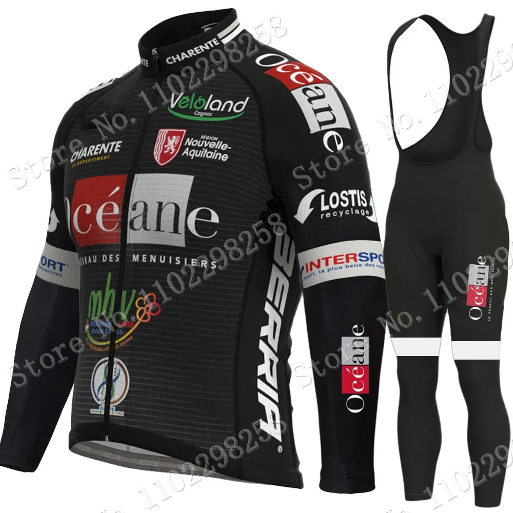 Maillot OCEANE TOP 16 Team 2023 Cycling Jersey Set Summer Long Sleeve Mens France Champion Clothing Suit MTB Bike Road Pants Bib