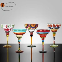 270ml creative margarita wine glasses handmade colorful cocktail glass goblet cup lead free home bar wedding party drinkware