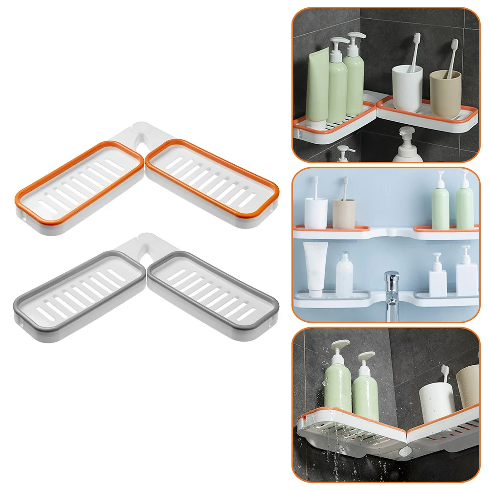

2Pcs Toiletry Holders Foldable Wall Mounted Racks Wall-mounted Storage Racks for Hotel Home Bathroom