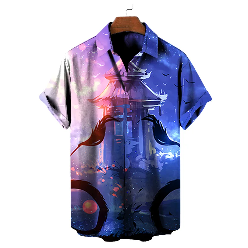 

Japanese Summer Korean Stand England Top Kinds of Mens Clothes Button Clothing Men's Clothes Wholesale Fashionable Printed