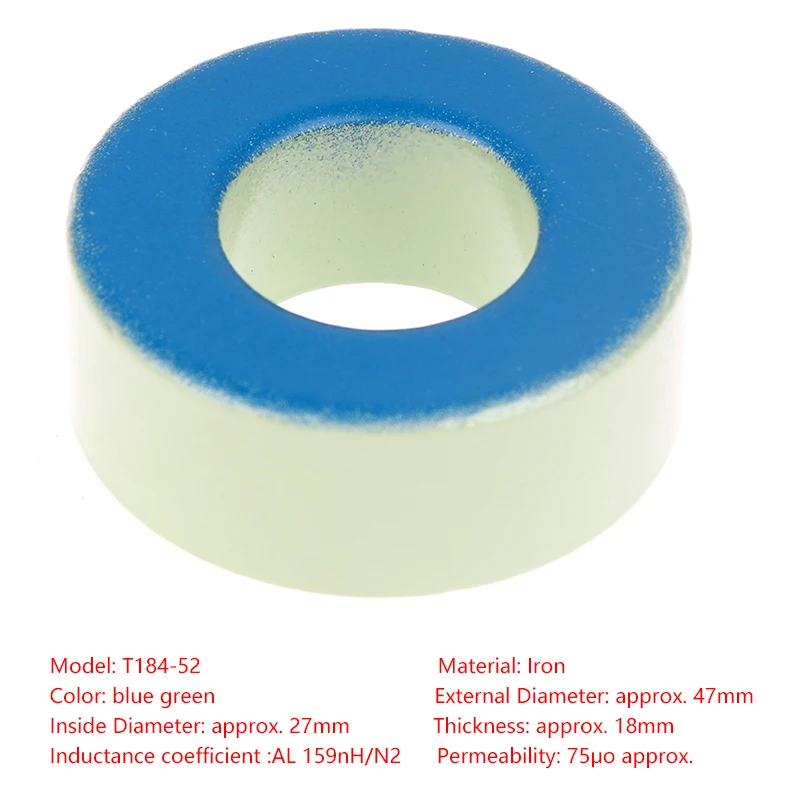 

T184-52 Iron Ferrite Toroid Cores 47*24*18mm For Inductors Iron powder Core Blue Green Ring