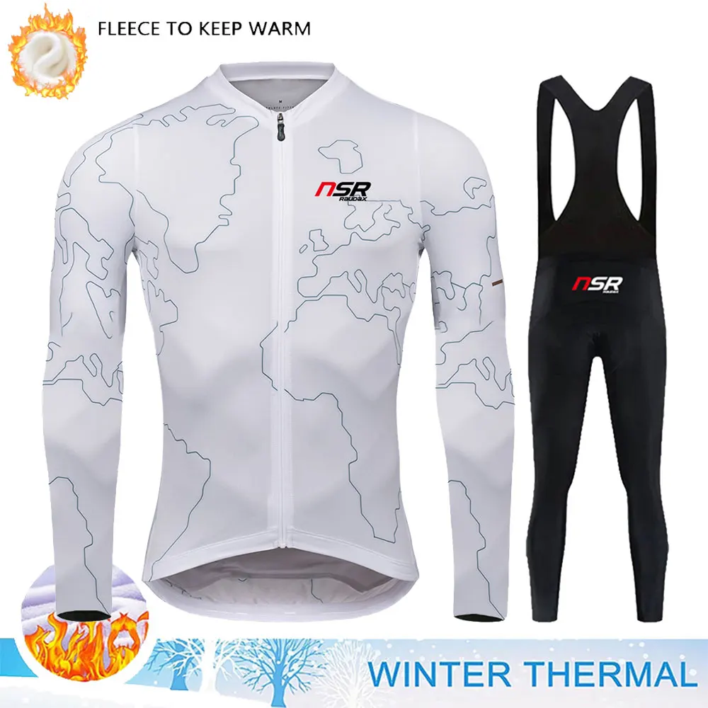 

NSR RAUDAX Team 2024 мужские велосипедные костюмы с длинным рукавом Зимняя Теплая Флисовая одежда для велоспорта триатлона горный велосипед теплая Джерси
