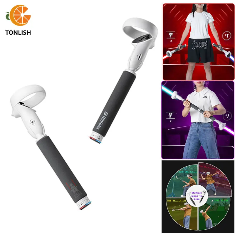 

TONLISH Dual Handles Extension Grips For Oculus Quest 2 Controller Stick Beat Saber Games Extension Grips Stand VR Accessories