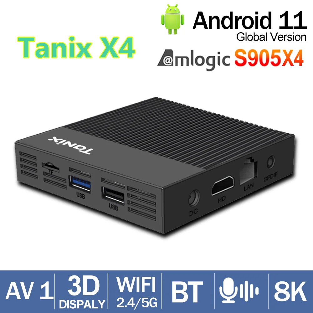 

New Tanix X4 TV Box Android 11 Amlogic S905X4 4G 32G 64G 3D AV1 BT 2.4G 5G Wifi 8K HDR Media Player Set Top Box PK X96 MAX Plus