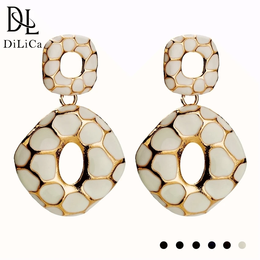 

DiLiCa Vintage Big Earrings for Women Enamel Alloy Statement Earrings Geometric Drop Earring Female Pendientes boucle d oreille