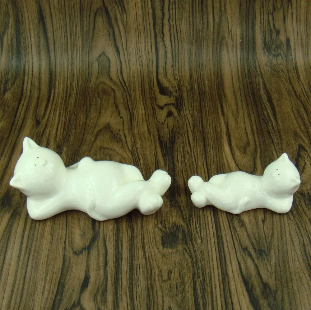 a porcelanowe figurki kotów do opalania dekoracyjna ceramika miniatury kotek nowość ozdoba ze zwierzętami sztuka i rzemiosło akcesoria