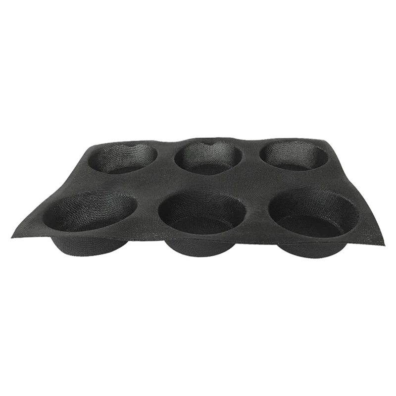 

6 Holes Silicone Bun Bread Forms Non Stick Baking Sheets Perforated Hamburger Molds Muffin Pan Tray