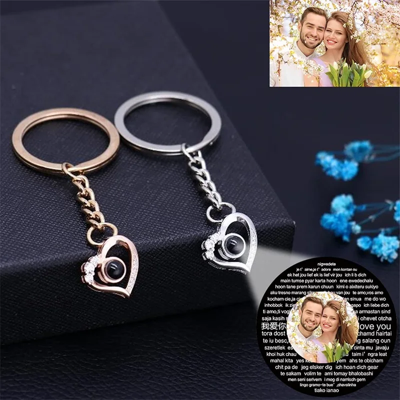 Персонализированные брелоки в форме сердца с фотографией на заказ кольцо для