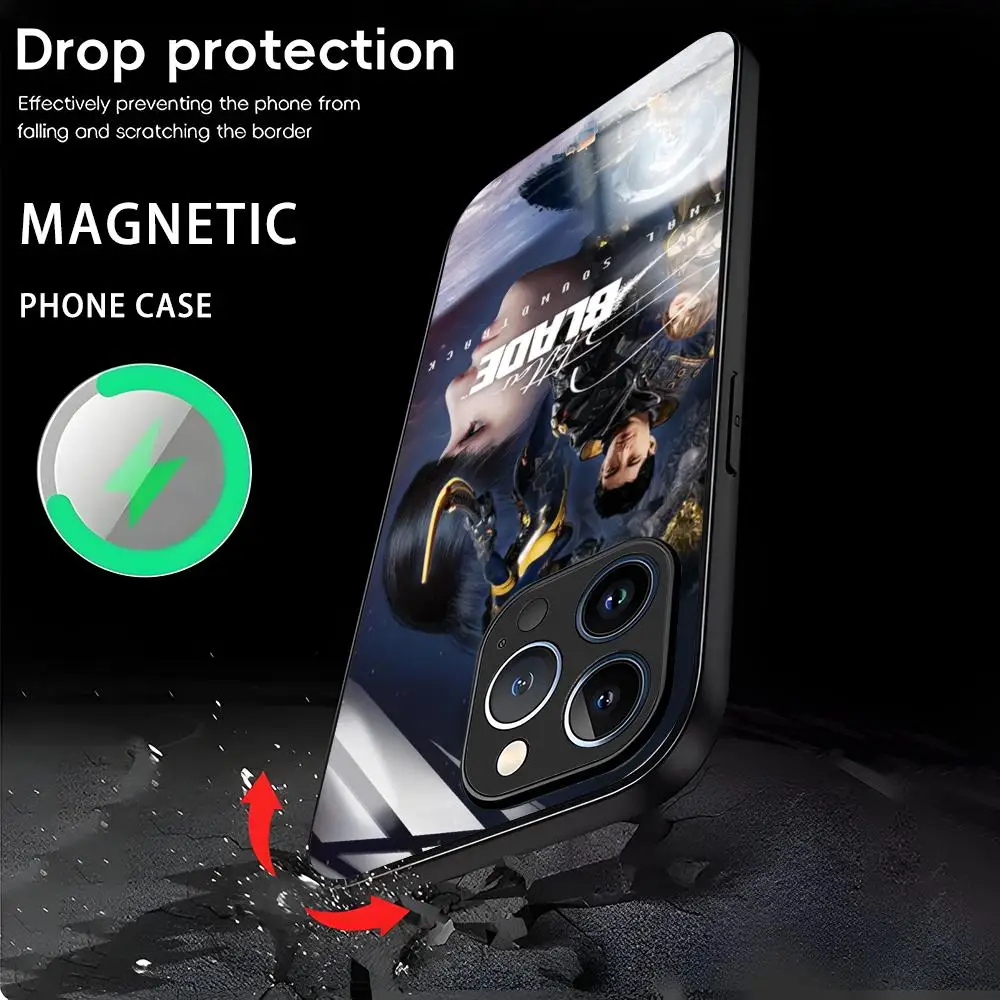 Фото Чехол для телефона HOT GAME S-Stellar B-Blade для iPhone 16, 15, 14, 13, 12, 11 X XR XS 8 Plus Mini Pro Max, стеклянный магнитный чехол №4