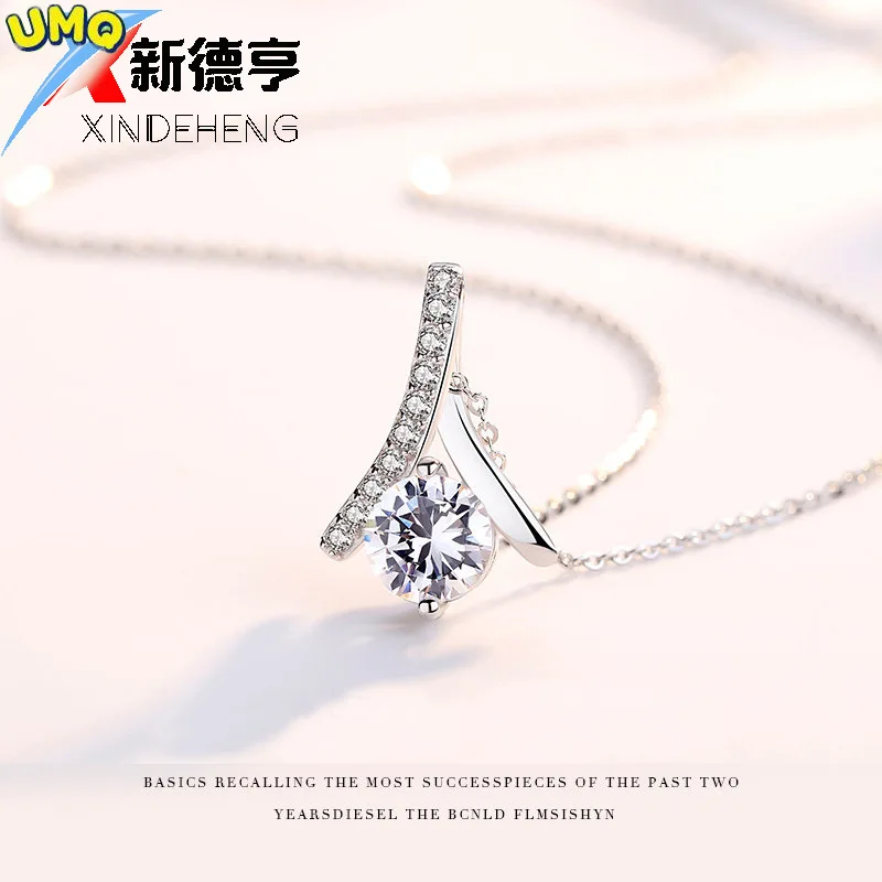 

Real Moissanite Necklace for Women 925 Sterling Silver 2 Carat Vvs1 Round Diamond Necklace Wedding Party Bridal Fine Jewelry
