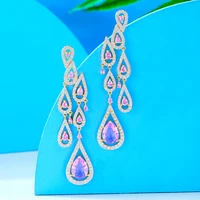 soramoore luxury long waterdops earrings high quality cubic zirconia european wedding party show best gift jewelry new original
