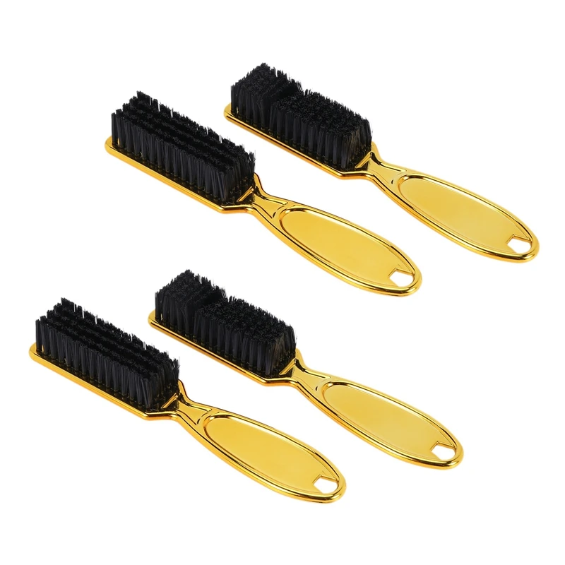 

Fade Brush Comb Scissors Cleaning Brush Barber Shop Skin Fade Vintage Oil Head Shape Carving Cleaning Brush Gold 4PC