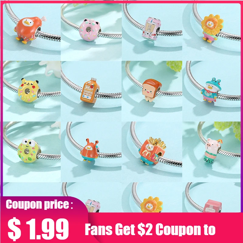 

Silver-color Dessert Pendants Beads Charms Fine DIY Bracelet Gift Fit Original Bracelet Necklace Jewelry Making