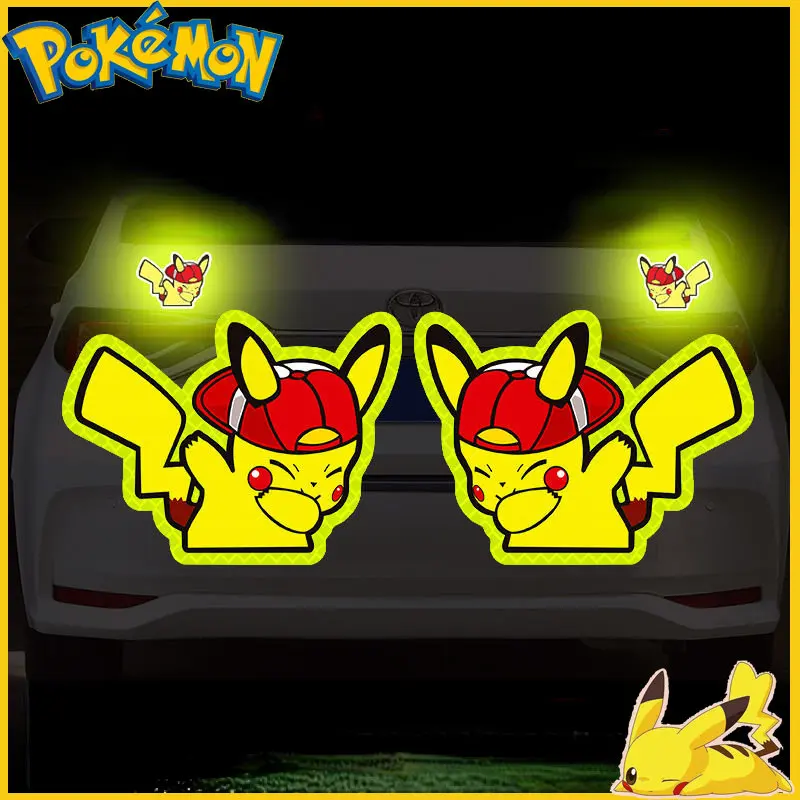 Anime Pokemon Automobil Aufkleber Reflektierende Warnung Aufkleber Nette Auto Paster Pikachu Cartoon