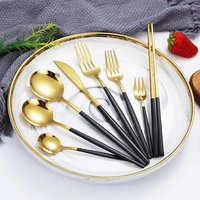 8 pcs 304 stainless steel tableware portugal cutlery set steak cutlery spoon chopsticks wholesale