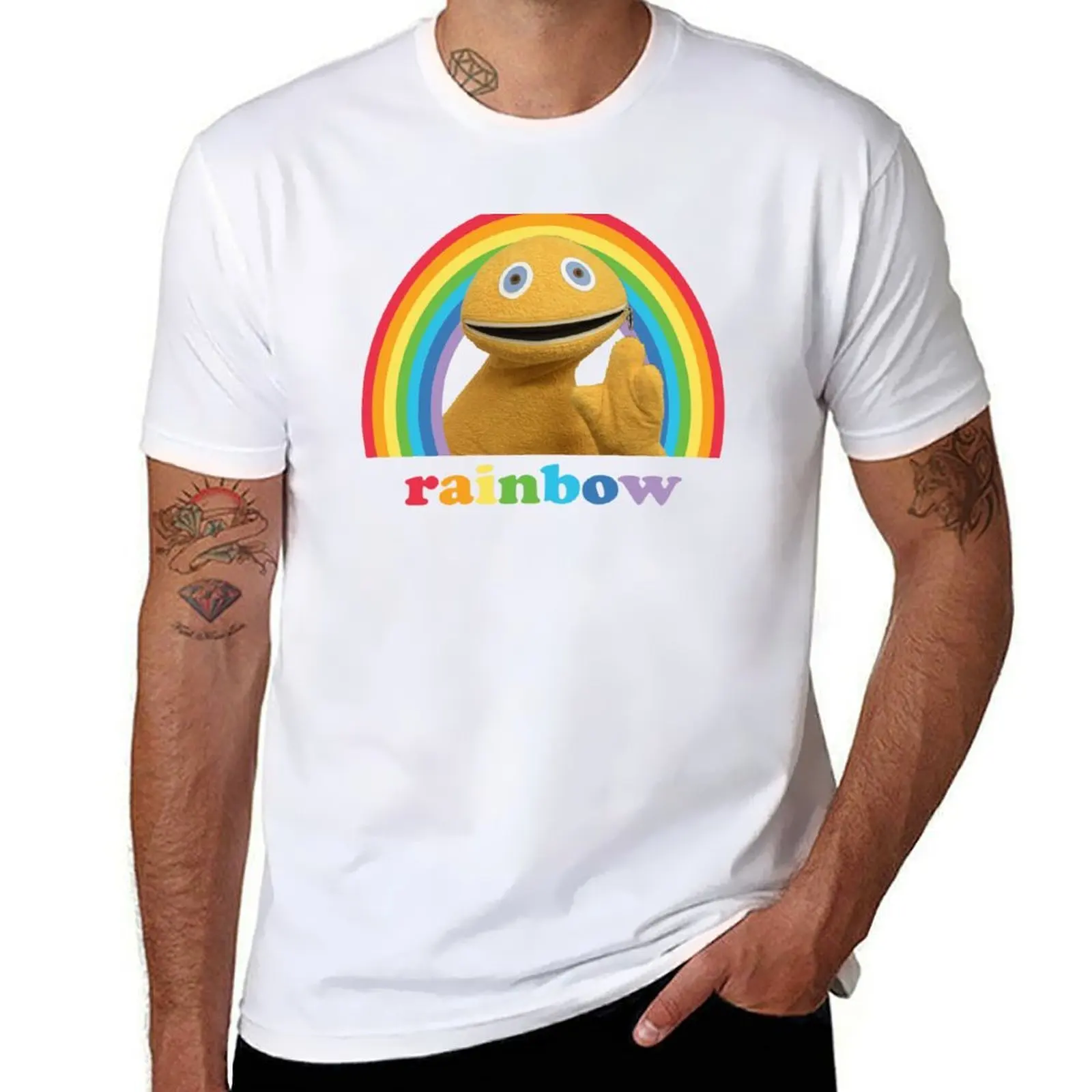 Фото Футболка Zippy, радуга, мужская футболка с рисунком, мужская футболка, хлопковая футболка высокого качества №1