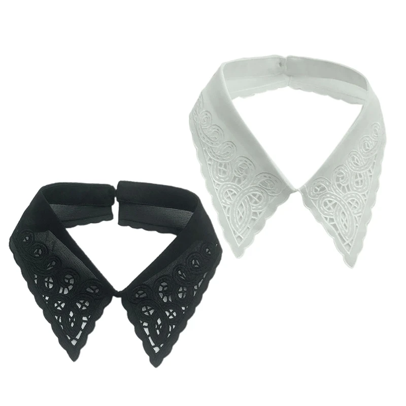 

Women Chiffon Fake Collar Hollow Out Embroidery Geometry Choker Necklace Dickey Drop Shipping