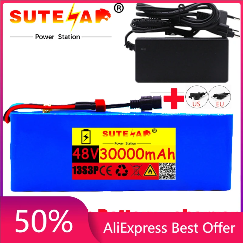 

2021, new 48V Li ion battery 48V30ah 1000W 13s3p Li ion battery pack for 54.6V E-bike electric scooter with BMS + charger