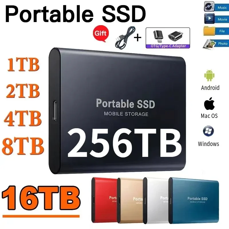 

1TB Portable SSD High-speed Mobile Solid State Drive 500GB SSD Hard Drives Disk USB 3.1 2TB External Storage Decives for Laptops