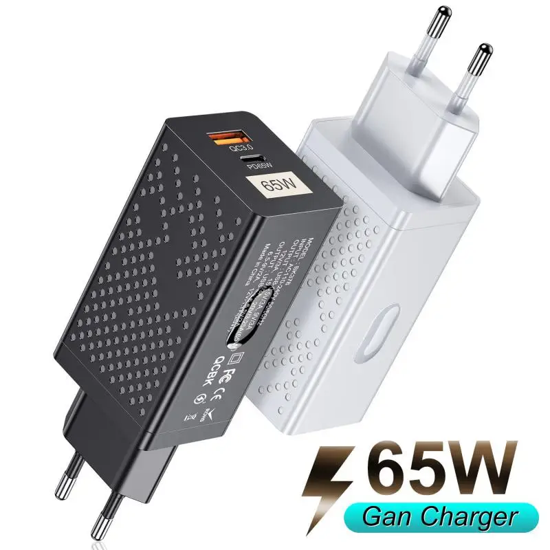 

65W GaN Charger Tablet Laptop Fast Charger Type C PD Quick Charger Korean US UK Specification Plugs Adapter For IPhone Samsung