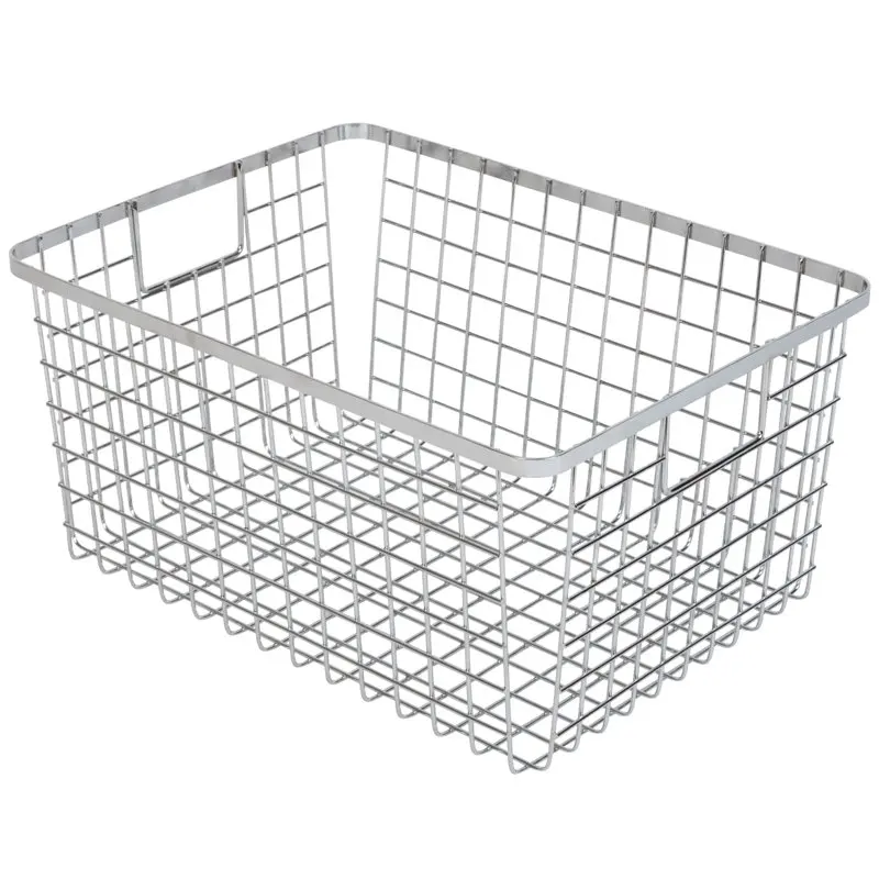 

Nestable Basket Organizer with Handles - 9 x 12 x 6 inches - Chrome - Set of 4