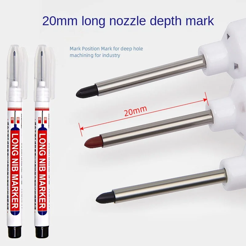 

5Pcs 20mm Deep Hole Long Nib Head Markers for Metal Perforating Pen Waterproof Bathroom Woodworking Decoration Multi-Purpose