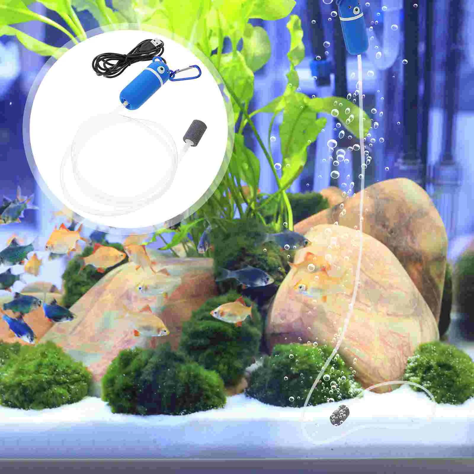 Подводный фильтр для мини-кислородного насоса USB аквариума синий пластиковый