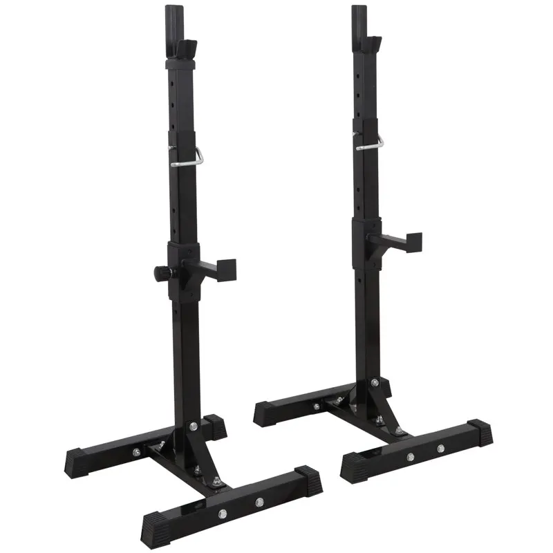 

550 Lbs. Pair of Adjustable 40 In. - 66 In. Rack Sturdy Steel Squat Barbell Free Bench Press Stands Gym/Home