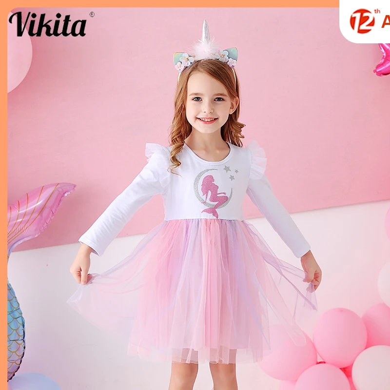 VIKITA/Детское платье-пачка для девочек Детская одежда Платье принцессы с длинными
