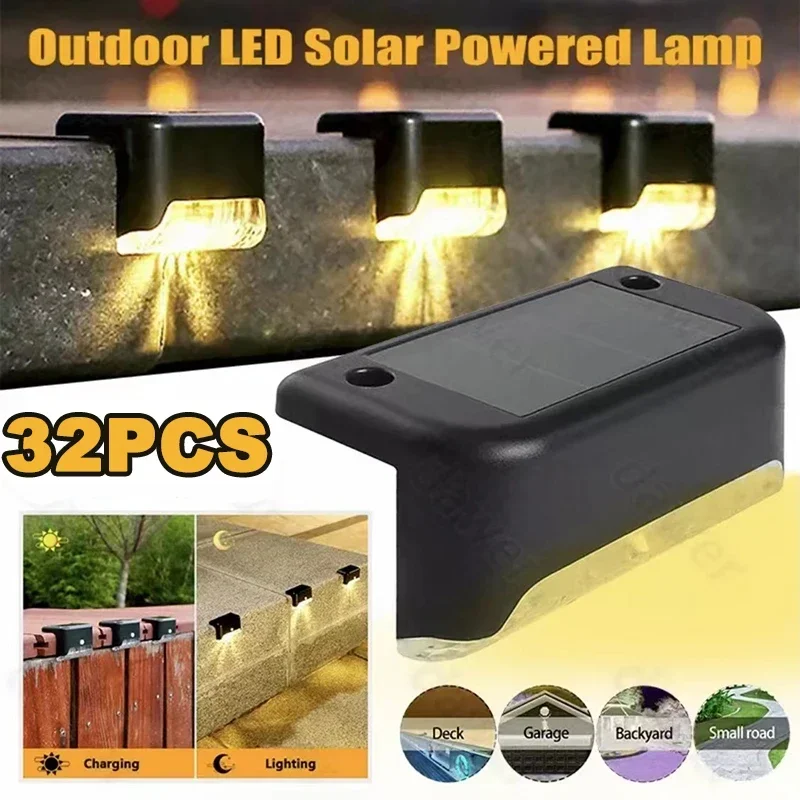 

Solar Deck Lights 32 Pack Outdoor Step Lights Waterproof Led Solar Lights for Railing Stairs Step Fence Yard Patio and Pathway