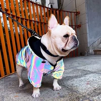 fashion dog reflective outdoor jacket windbreaker waterproof raincoat clothes pet hoodie coat french bulldog dropshipping tpc04